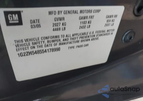 2005 Pontiac G6 Gt z USA, uszkodzony, nr VIN 1G2ZH548554178990